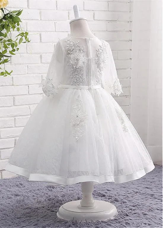3/4 Length Sleeves Flower Girl Dresses With Appliques