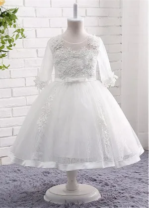 3/4 Length Sleeves Flower Girl Dresses With Appliques
