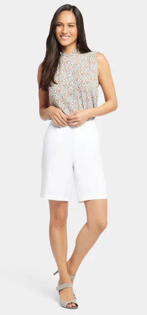 5 Pocket Bermuda Short White Stretch Linen | Optic White