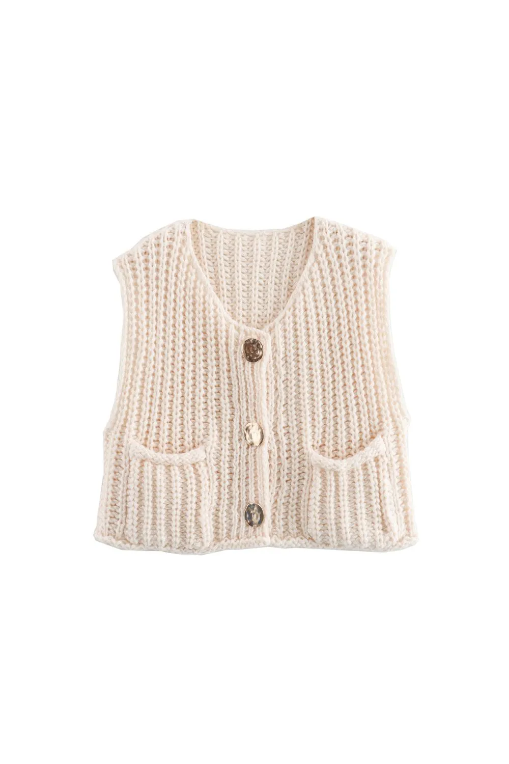 'Adelina' Stylish Chunky Ribbed Knit Vest