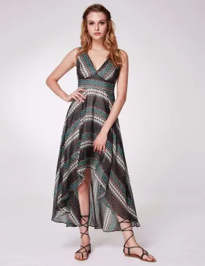 Alisa Pan High Low Printed Boho Maxi Dress