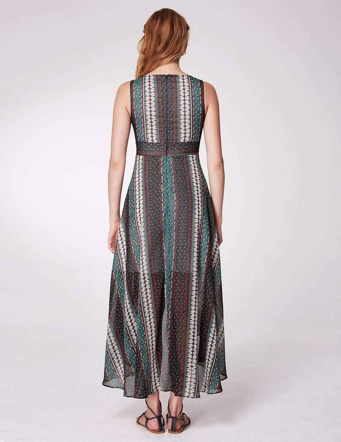 Alisa Pan High Low Printed Boho Maxi Dress