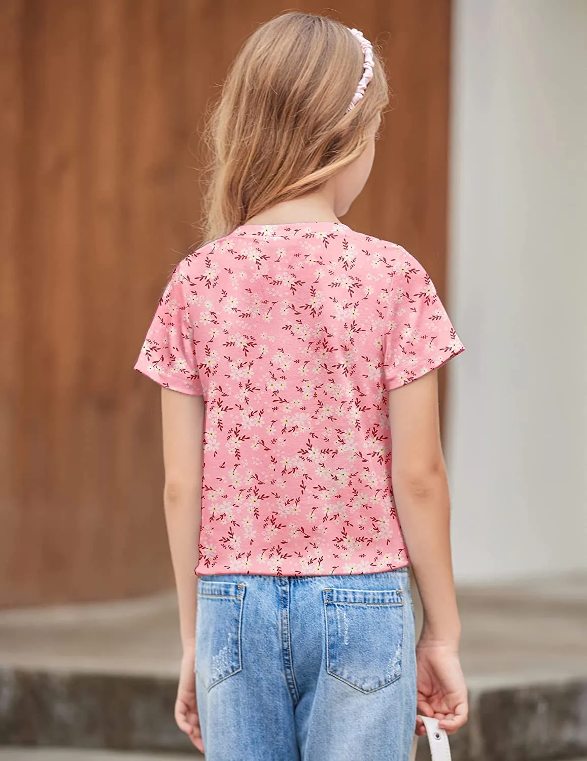 Arshiner Girls Casual Short Sleeve T Shirts Kids Tie Knot Front Tops