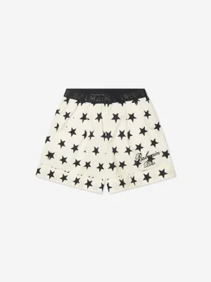 Balmain Girls Star Print Shorts in Ivory