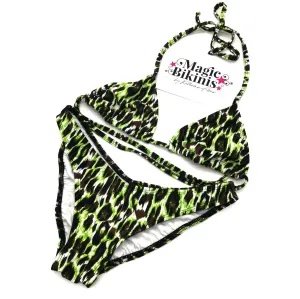 Beach Bikini No.68 Lime Green Animal Print