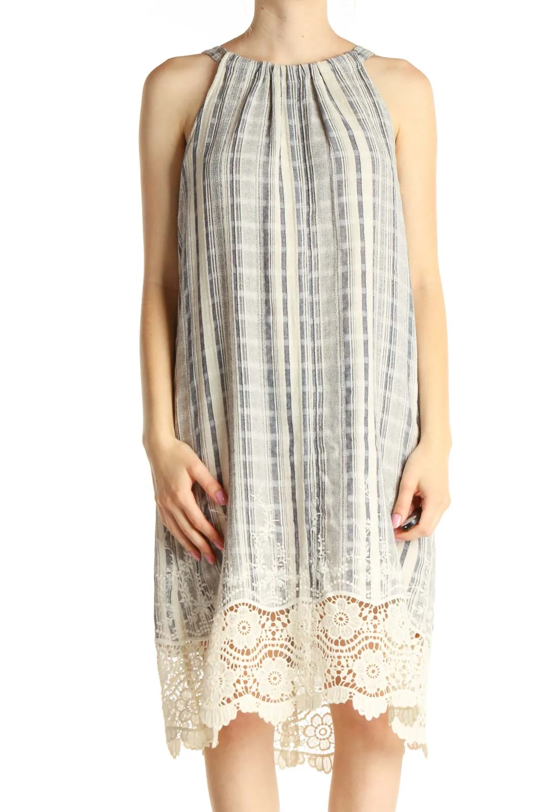 Beige Bohemian Shift Dress