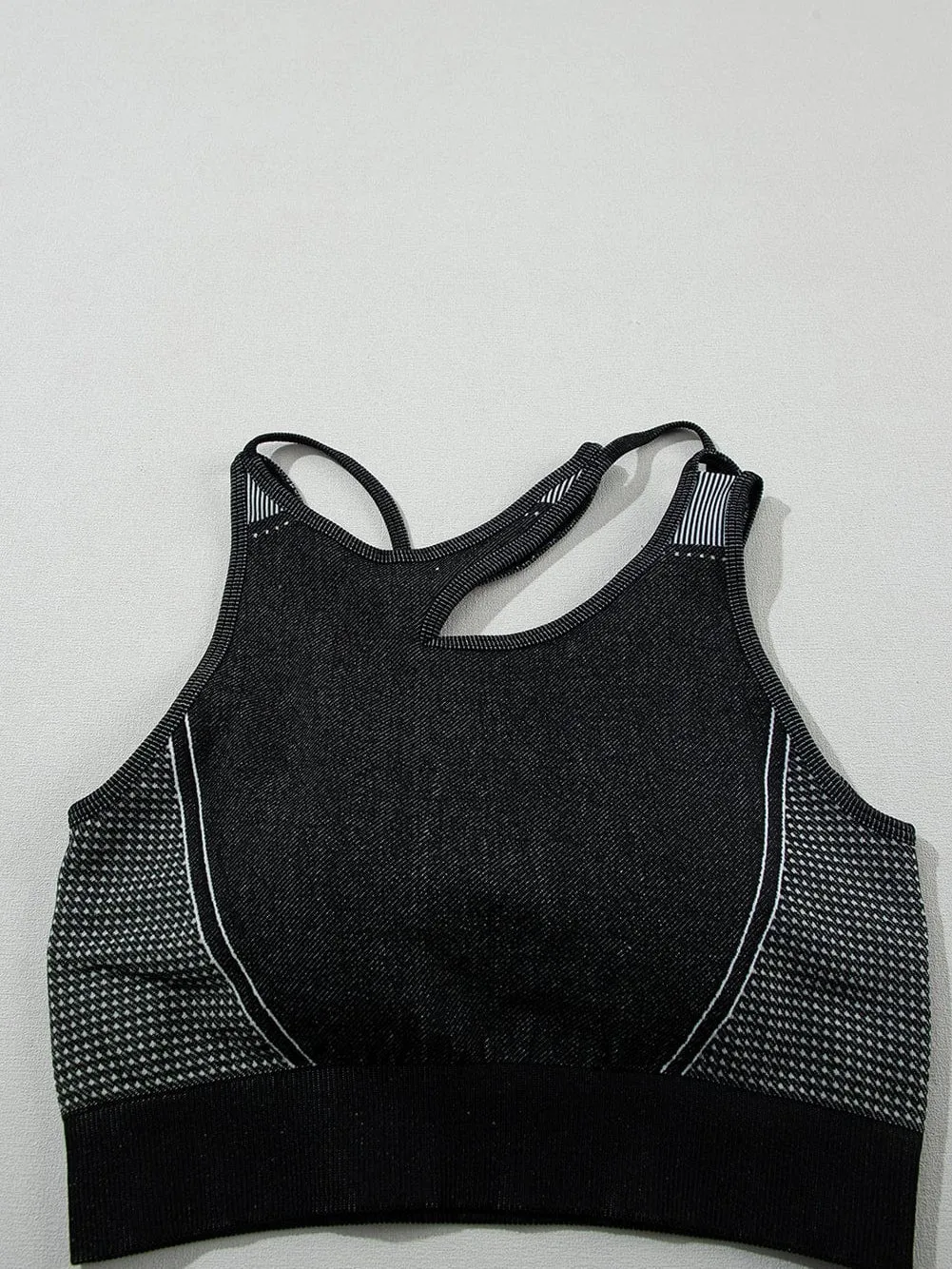 Black Cutout Seamless Athletic Bra and Shorts Set