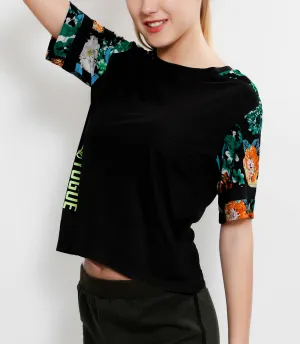 Black Floral Crop Top