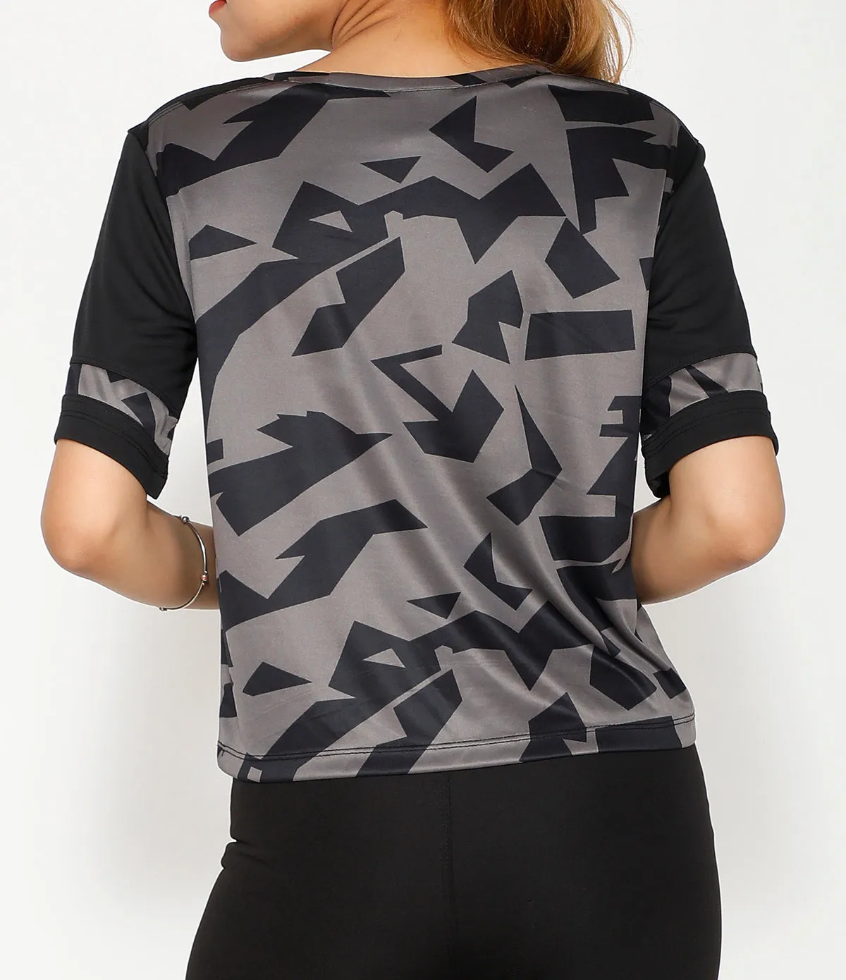 Black Silver Crop Top