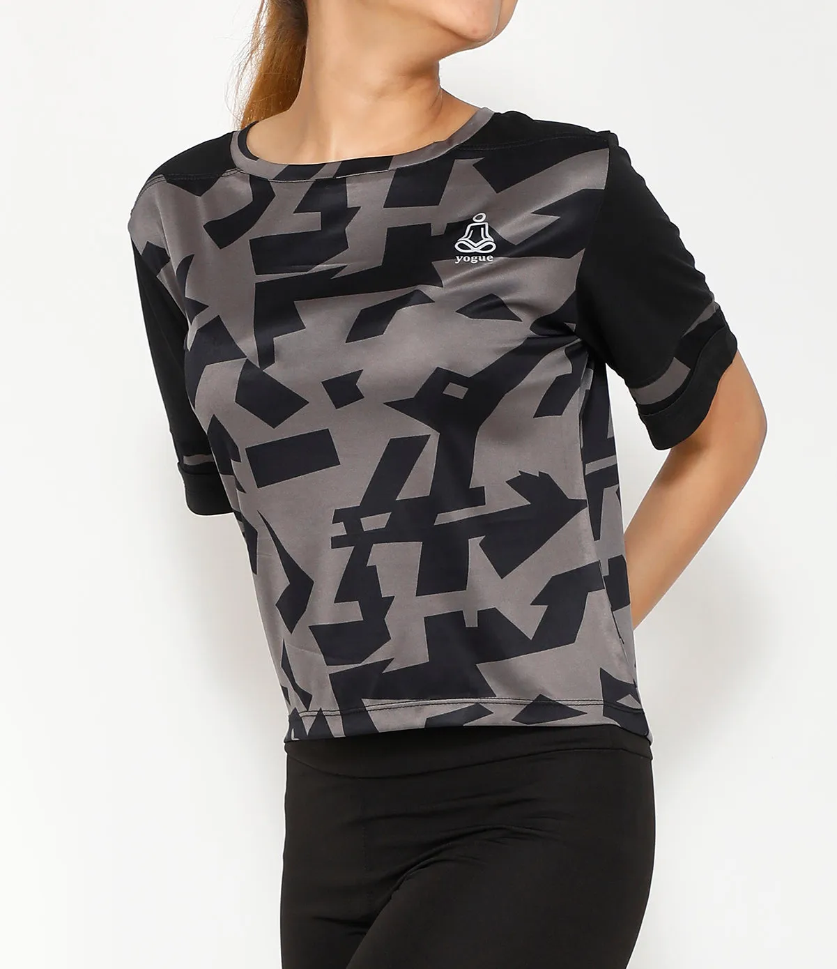 Black Silver Crop Top