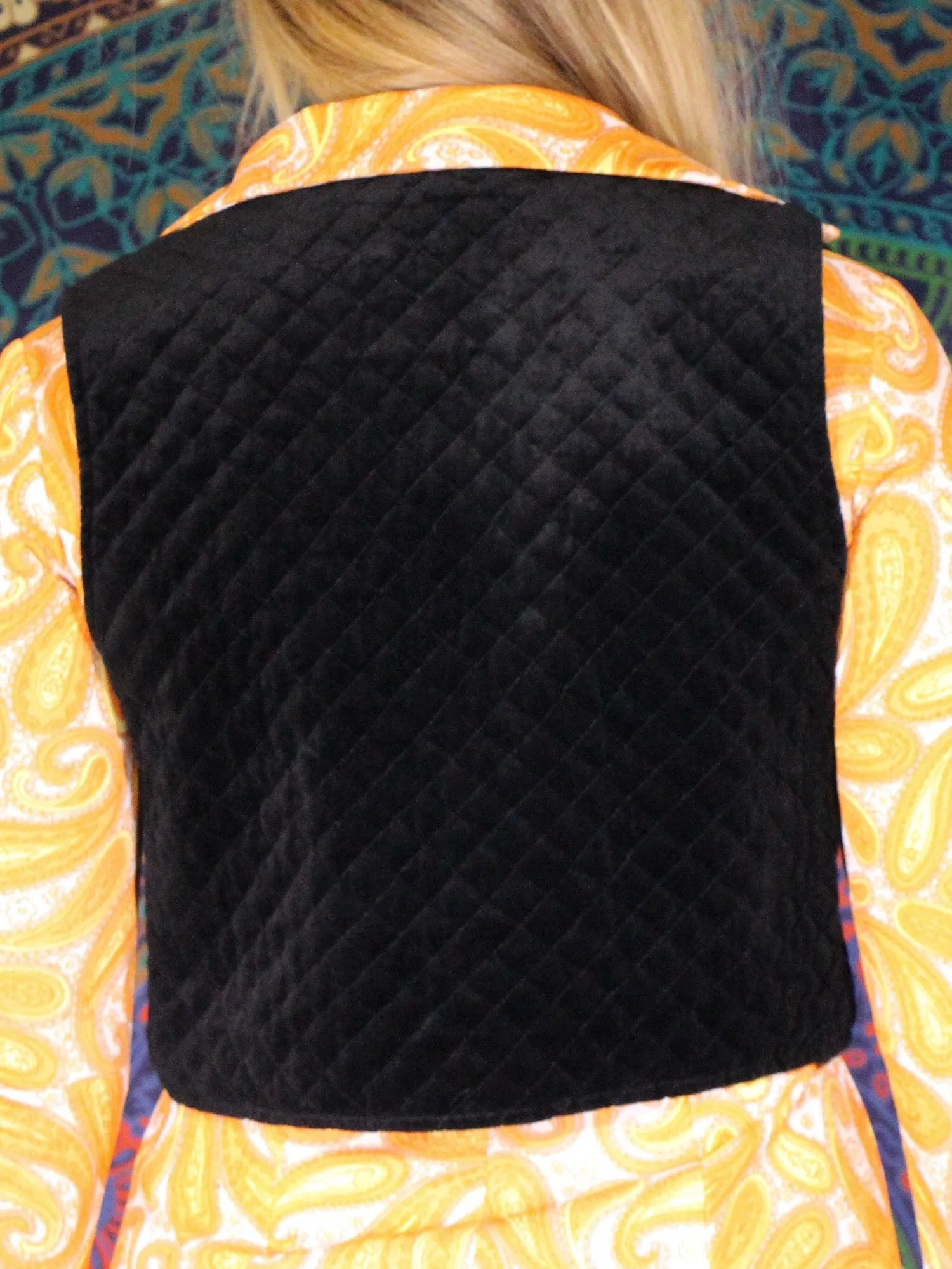 Black Velvet Cropped Vintage 70's Waistcoat