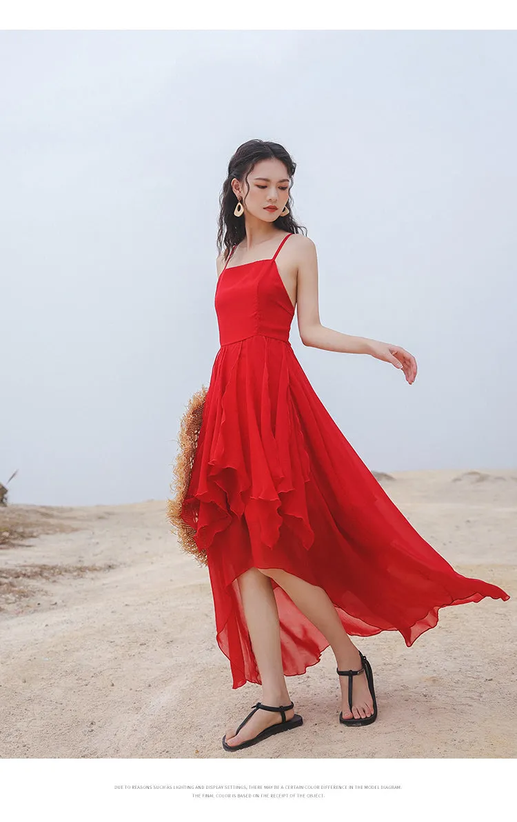 Blackless Beach bohemian Long Irregular Dress
