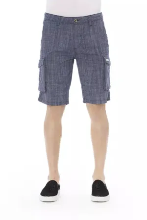 Blue Cotton Men Cargo Short