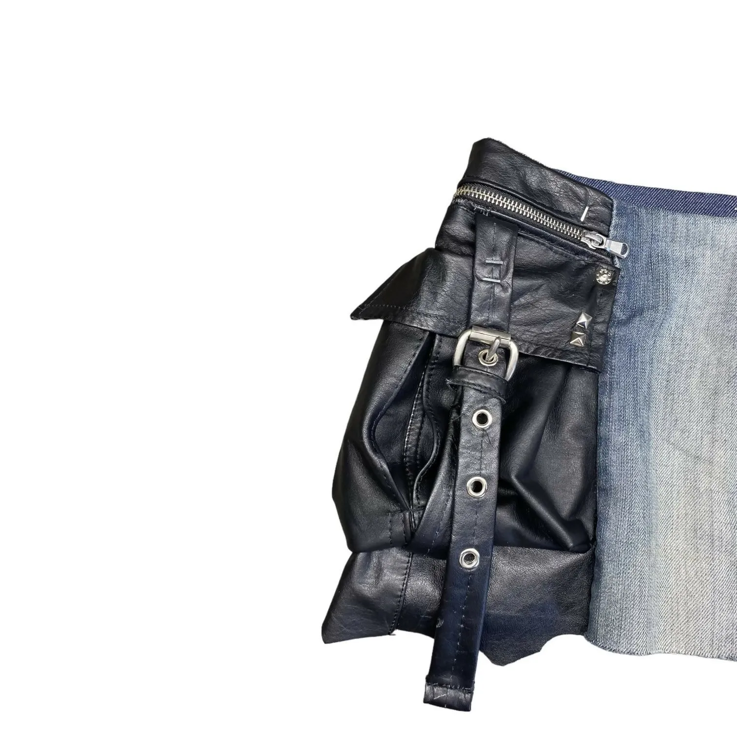Blue White Wash Leather Hybrid Holster Mini (28 Waist)