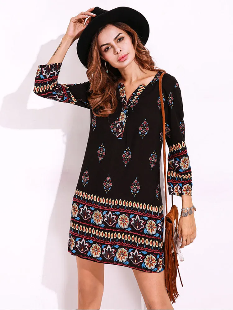Bohemian Floral Print Dresses