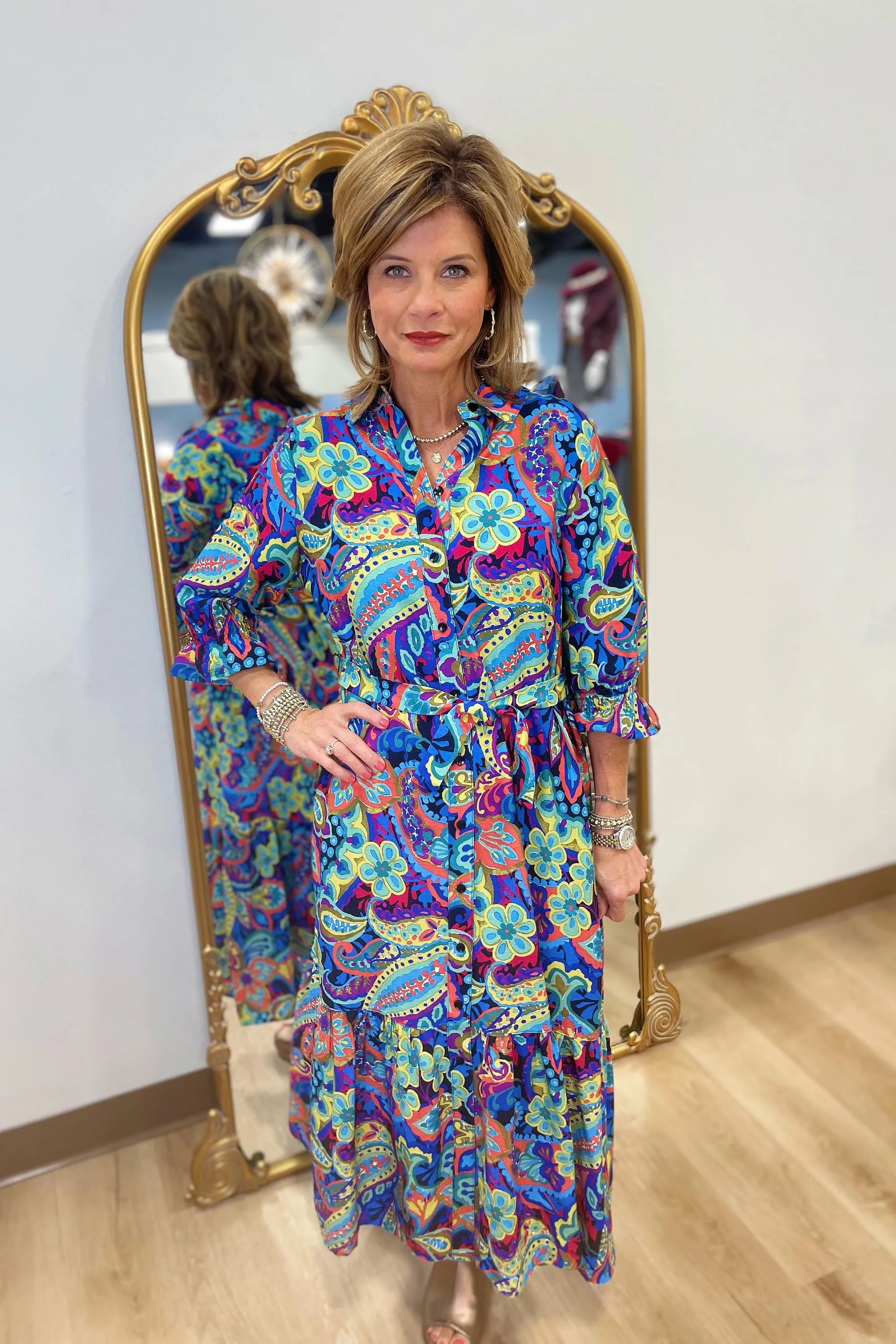 Boho Chic Abstract Art Midi Dress