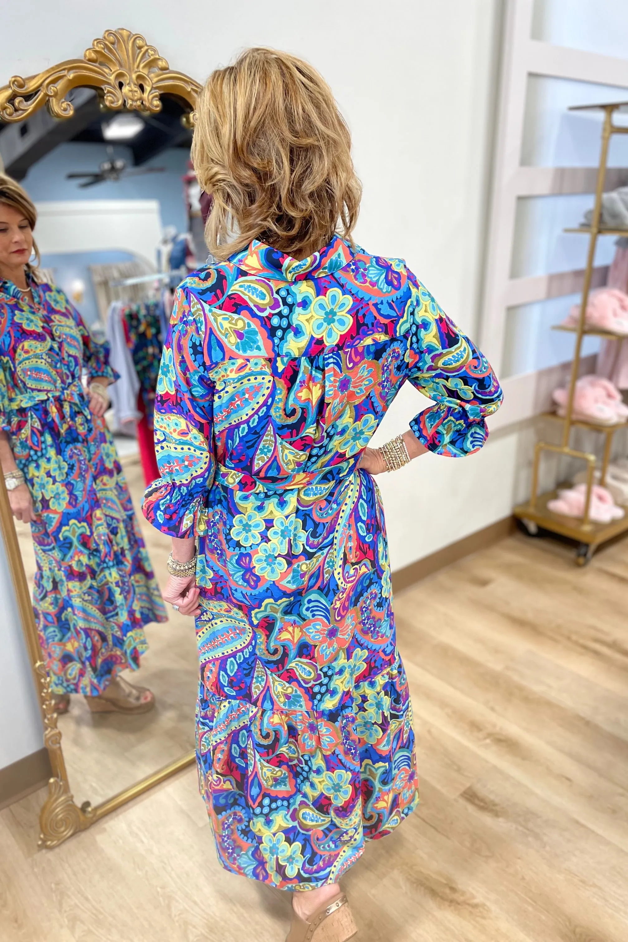 Boho Chic Abstract Art Midi Dress