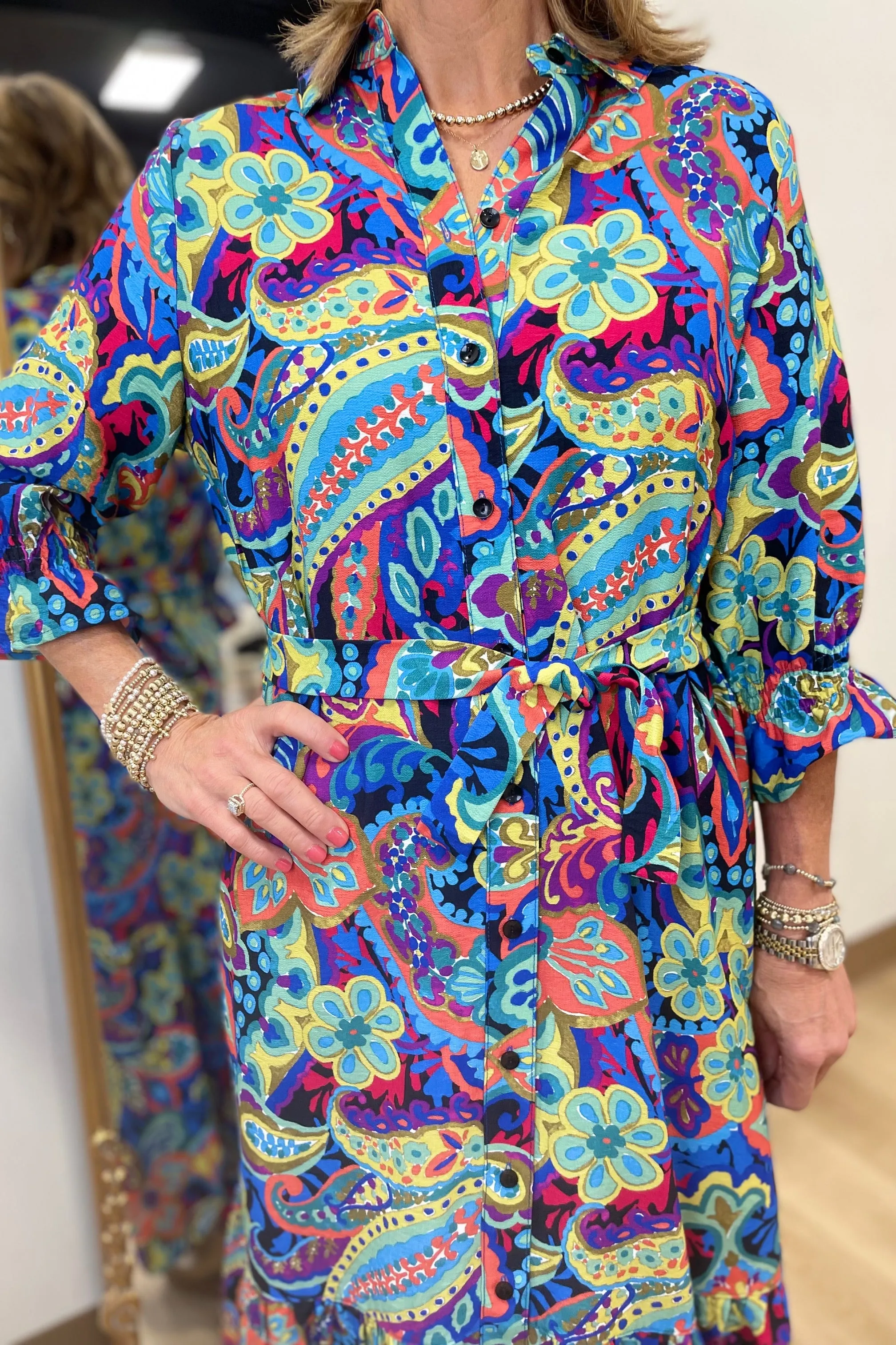 Boho Chic Abstract Art Midi Dress