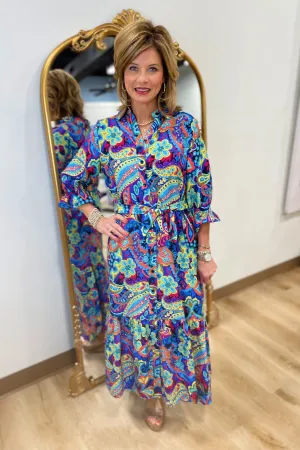 Boho Chic Abstract Art Midi Dress