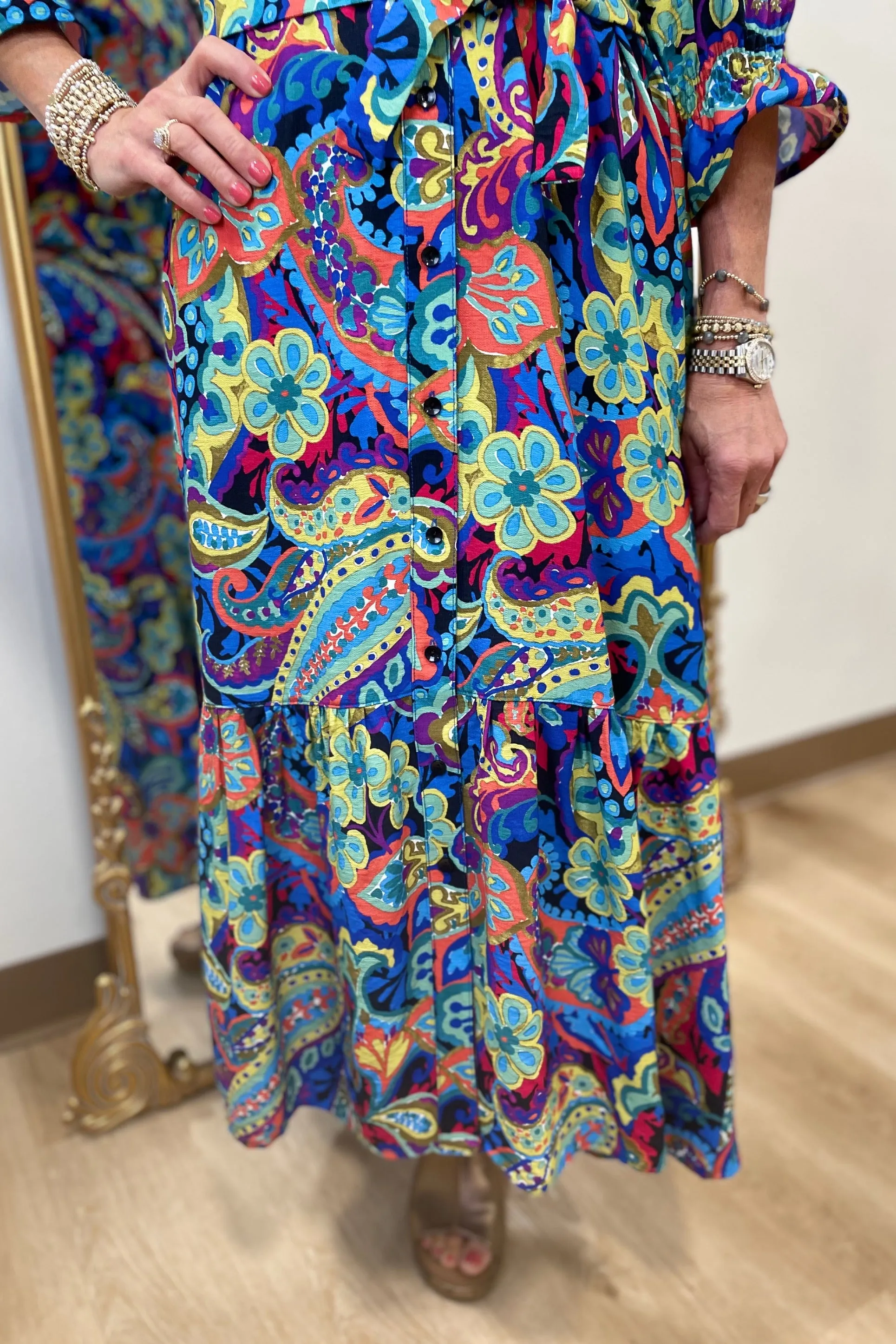 Boho Chic Abstract Art Midi Dress