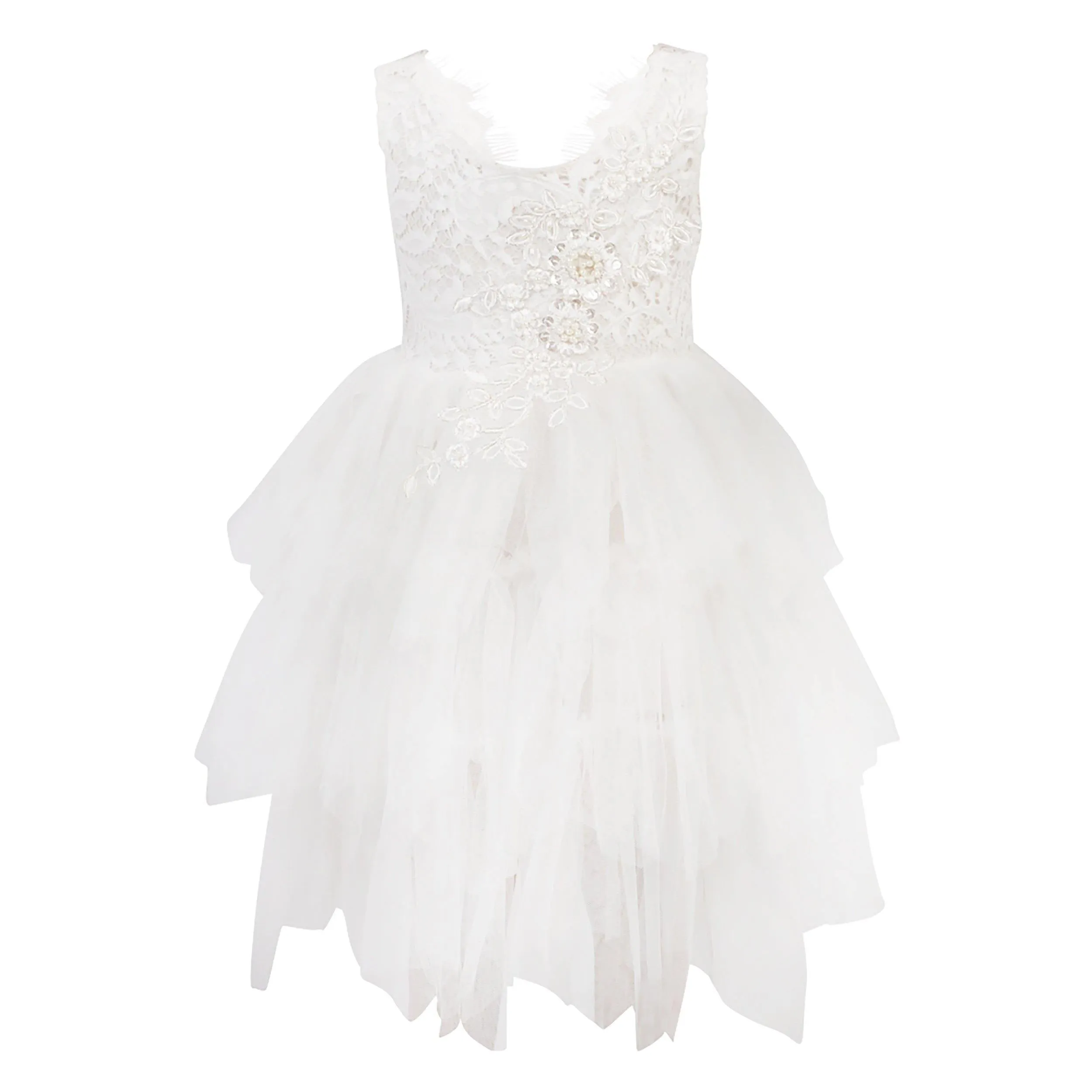 Boho Dreams Dress - White Appliqué