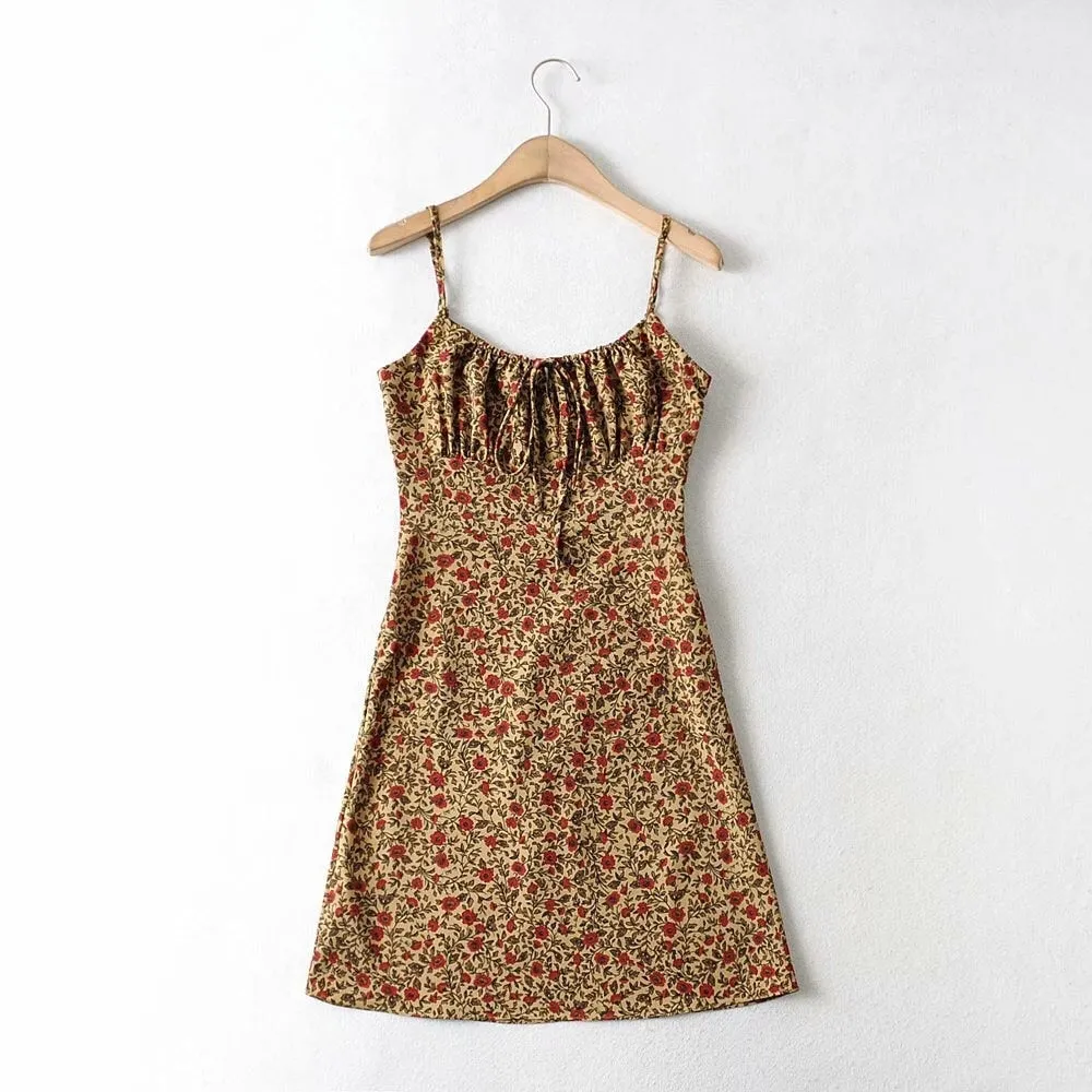 Boho Floral Print Sling Dress