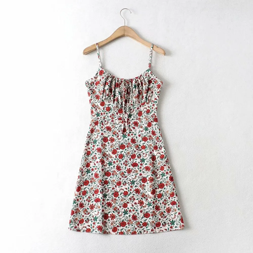 Boho Floral Print Sling Dress
