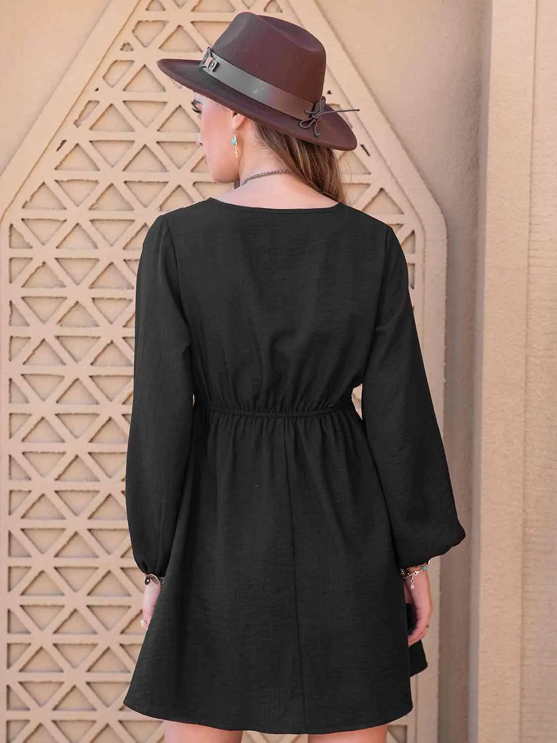 Boho-Inspired Tropical Midi Dress with Notched Neckline