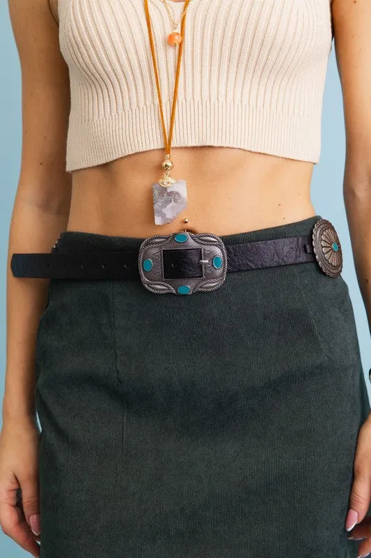 Boho SoHo Turquoise Concho Belt with Western Boho Accents