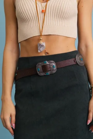 Boho SoHo Turquoise Concho Belt with Western Boho Accents