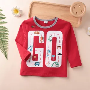 Boys Traffic Road Printed Long Sleeve Casual Tops