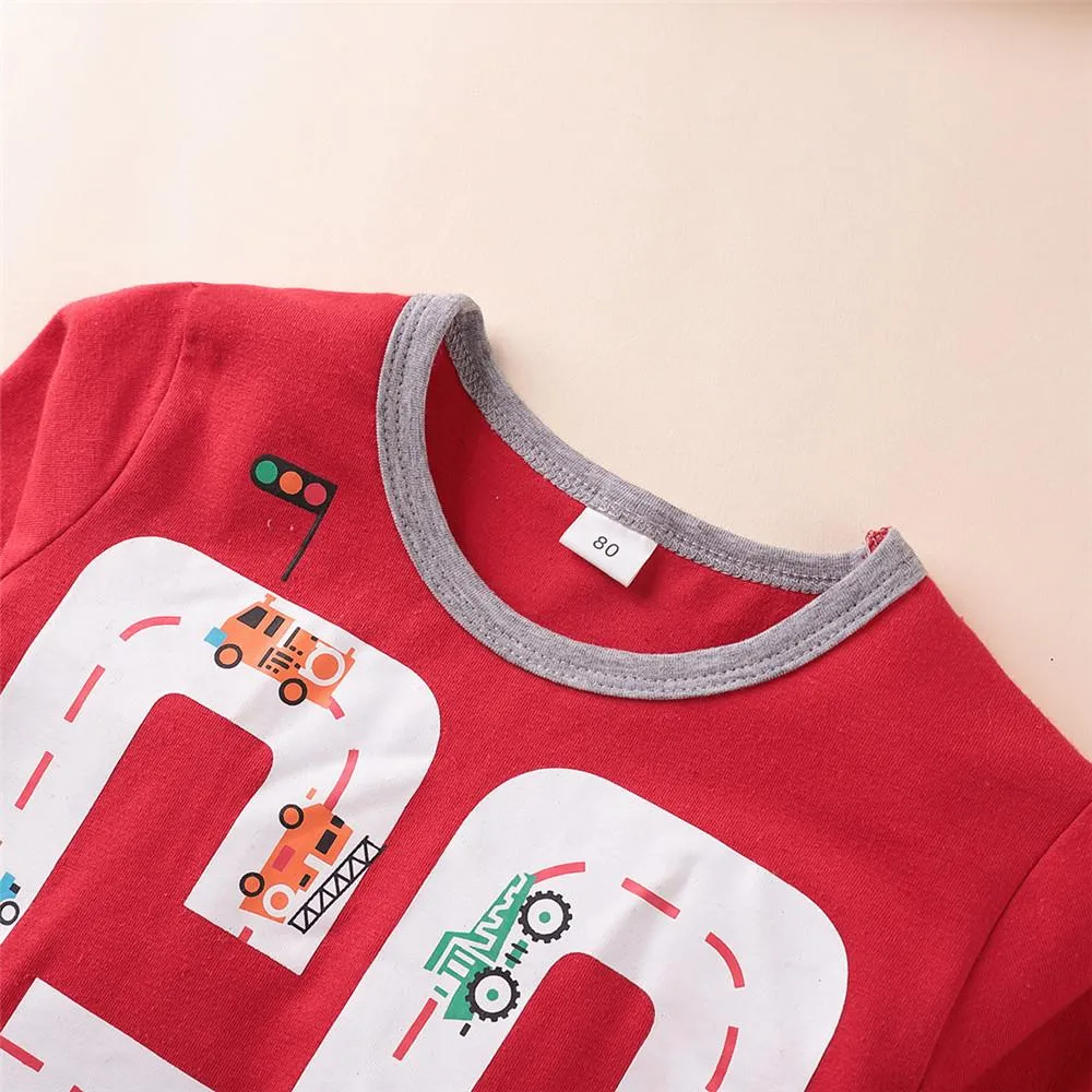 Boys Traffic Road Printed Long Sleeve Casual Tops