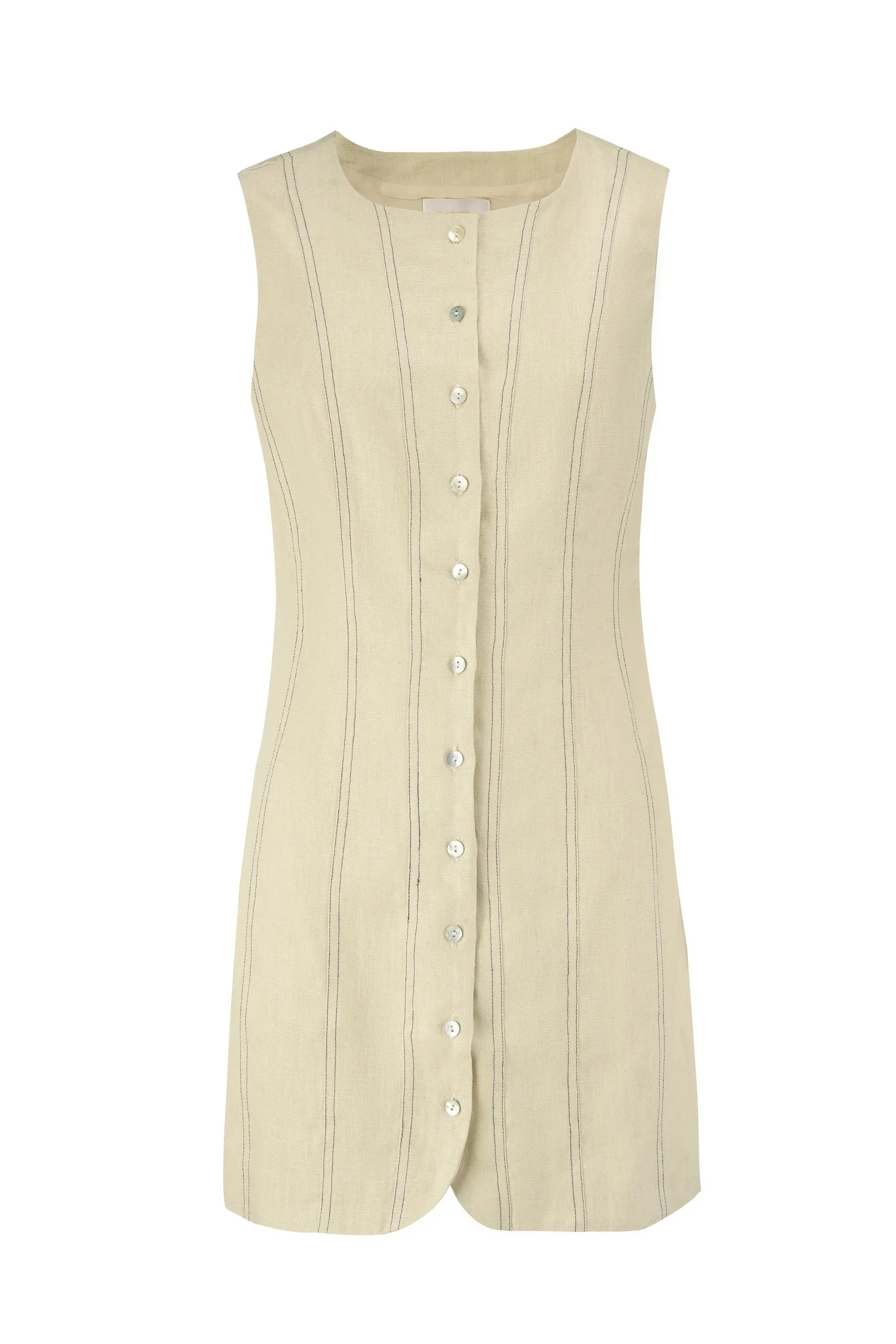Button Front Fitted Mini Dress - Cloud