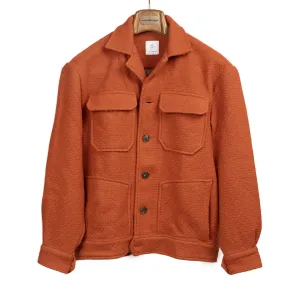 Buttoned blouson jacket in orange basketweave wool