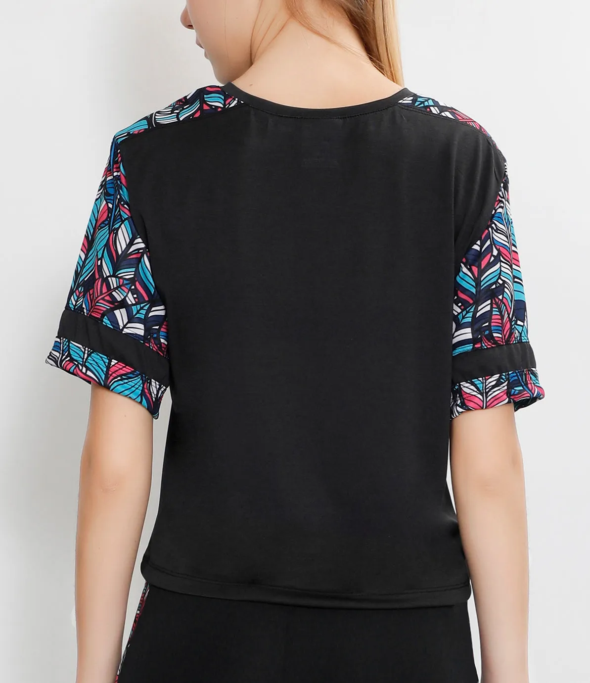 Charcoal & Pink Crop Top