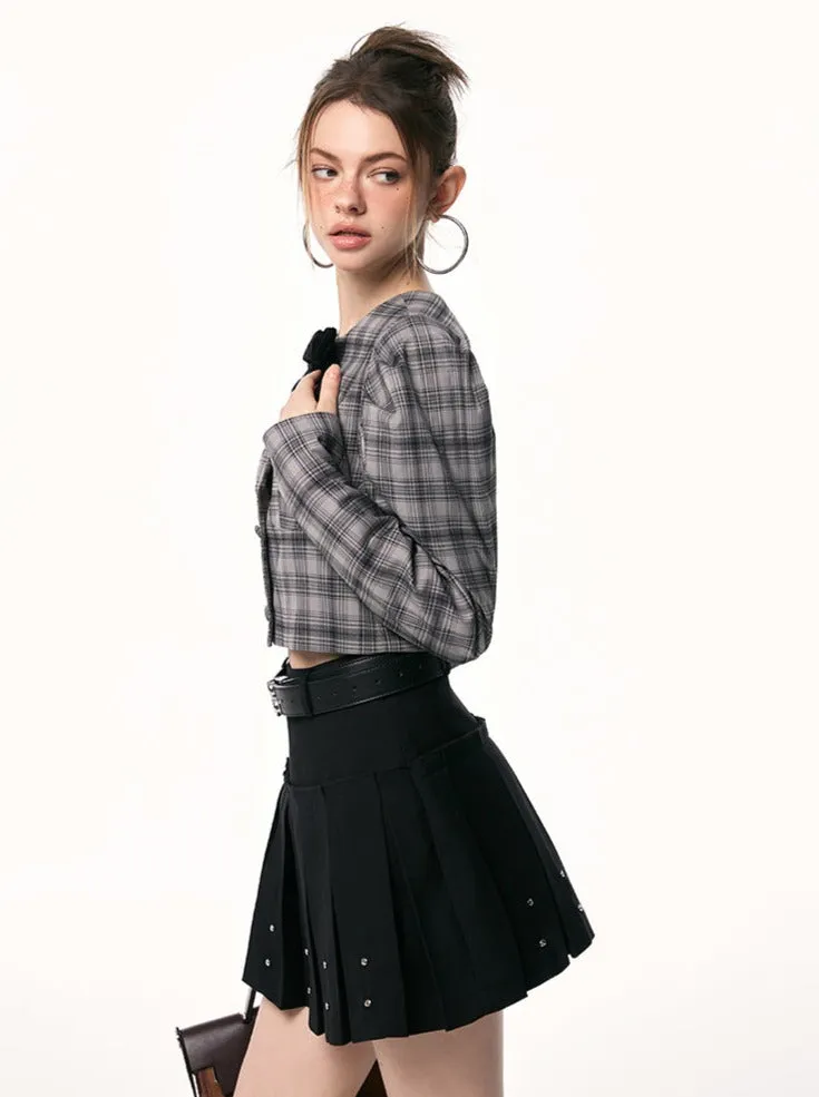 Check Dark Tops Short
