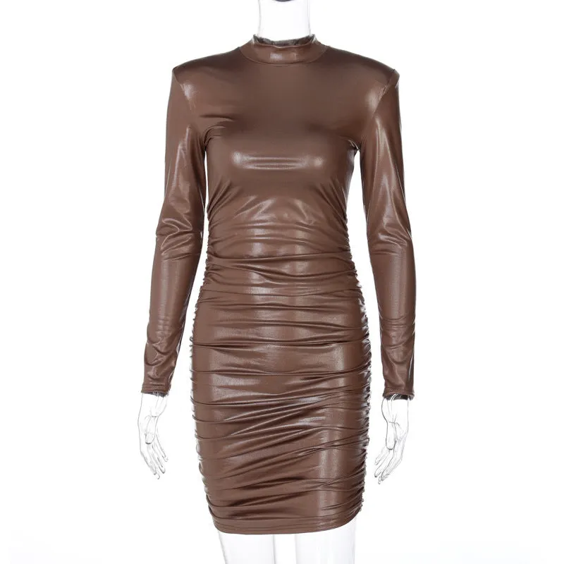 Chic and Sexy Ruched Long Sleeve Bodycon Dress