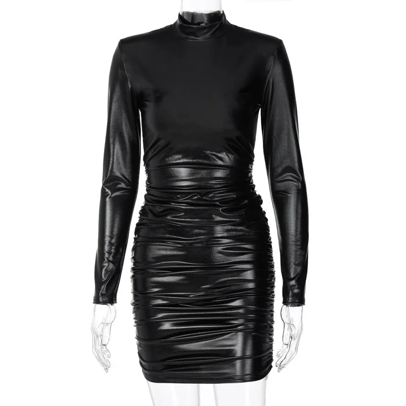 Chic and Sexy Ruched Long Sleeve Bodycon Dress