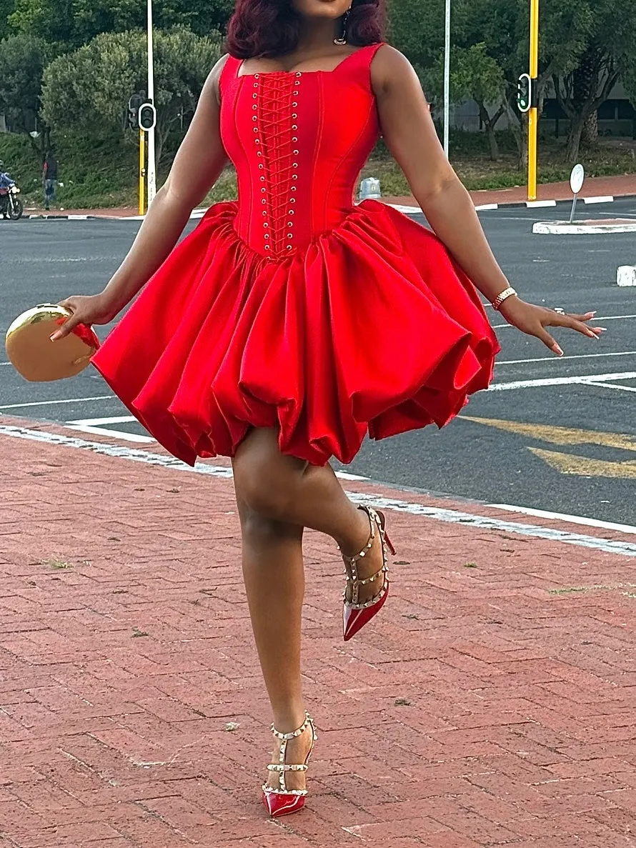 Chic Lace-Up Mini Dress