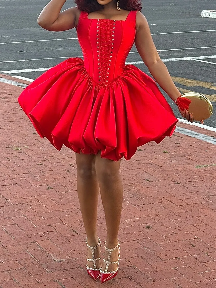Chic Lace-Up Mini Dress