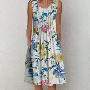 Chic Round Neck Sleeveless Midi Dress