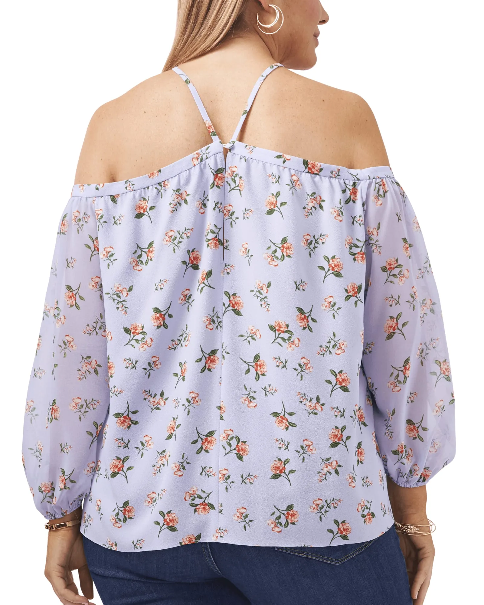Clara Off The Shoulder Halter Top | FLRL TWLGHT SKY