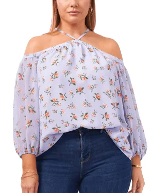 Clara Off The Shoulder Halter Top | FLRL TWLGHT SKY
