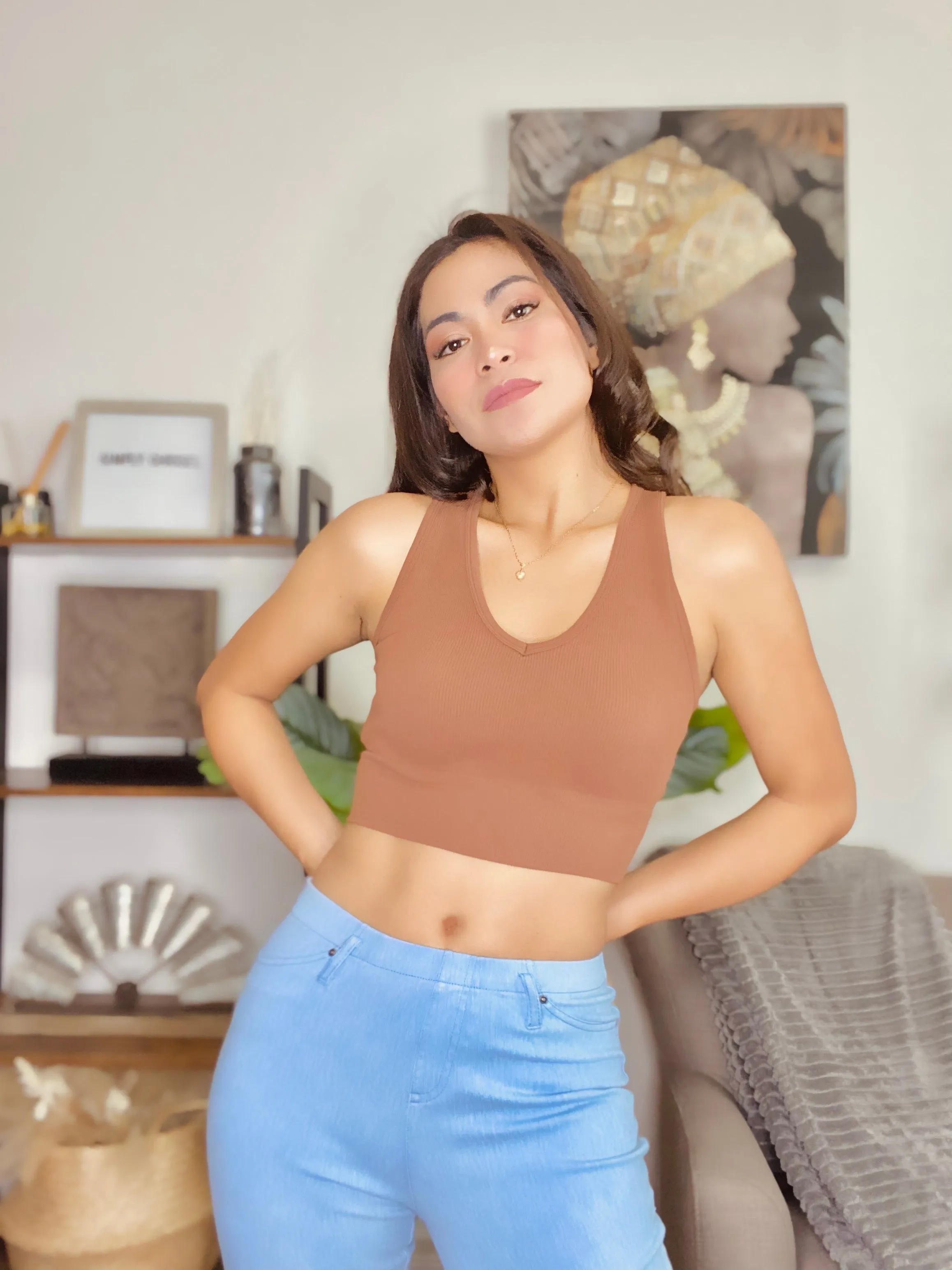 Coffee Seamless Rib Crop Top