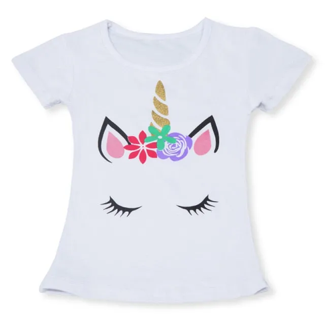 Comfortable Lovely Toddler Girls Short Sleeve Cartoon Cotton T-Shirt