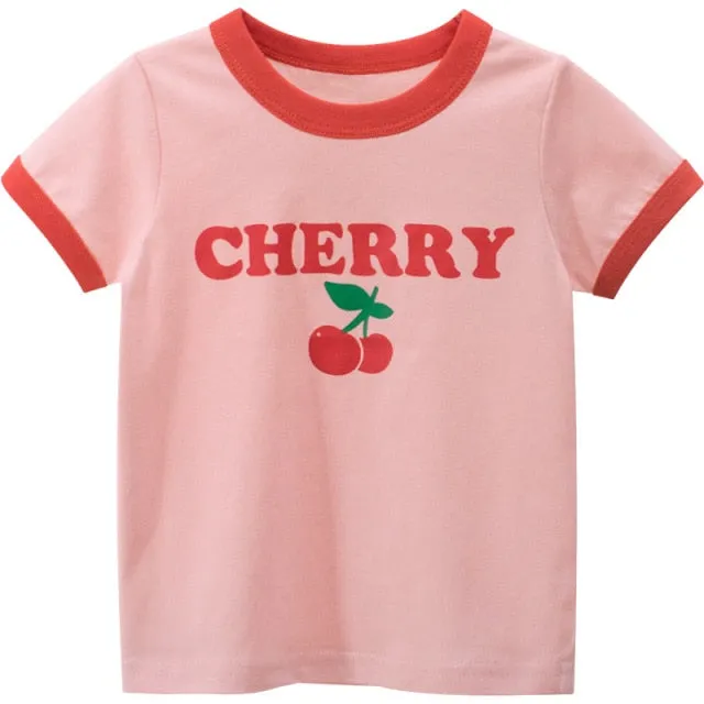Comfortable Lovely Toddler Girls Short Sleeve Cartoon Cotton T-Shirt
