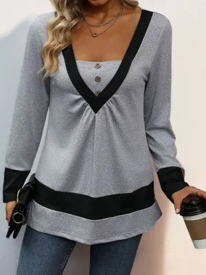 Contrast Long Sleeve Top