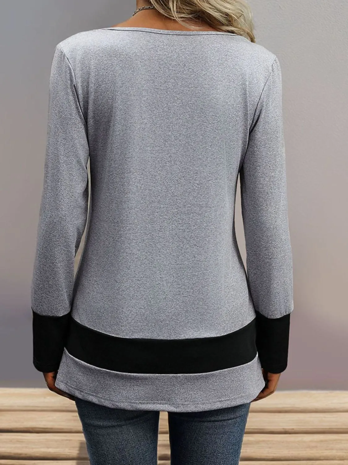 Contrast Long Sleeve Top