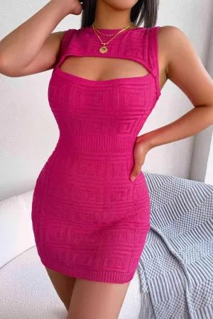 Curvy Chic Mini Sleeveless Cut Out Knit Dress