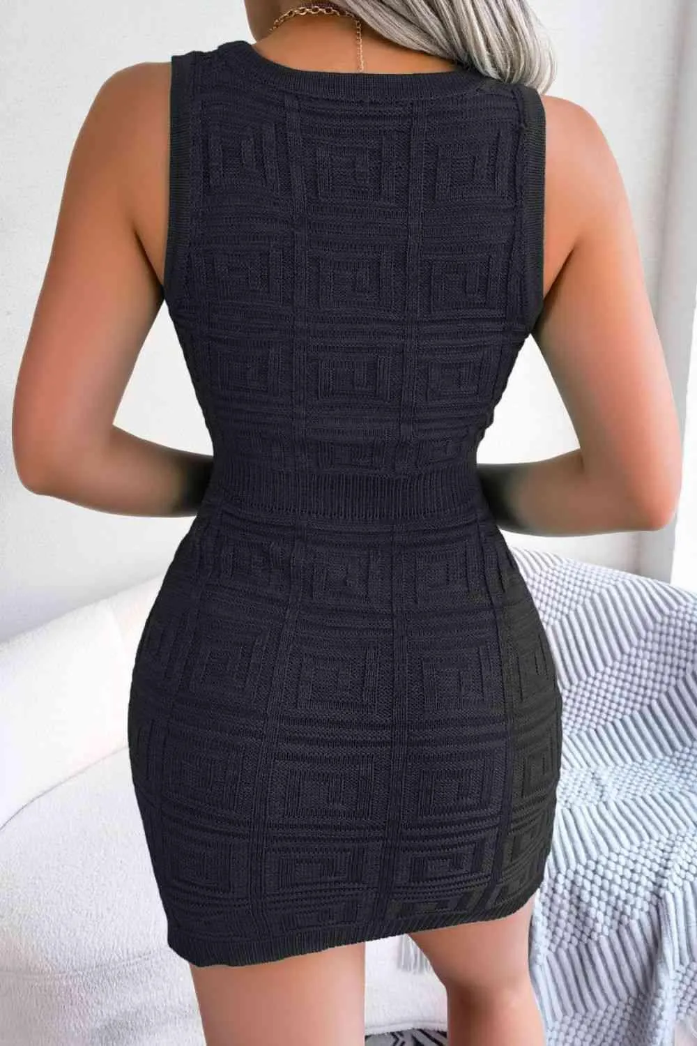 Curvy Chic Mini Sleeveless Cut Out Knit Dress